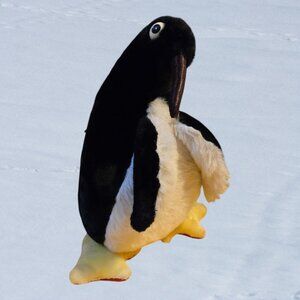 Bobtail Plush Penguin Rare Hard To Find Black White Yellow & Red Feet Preowned